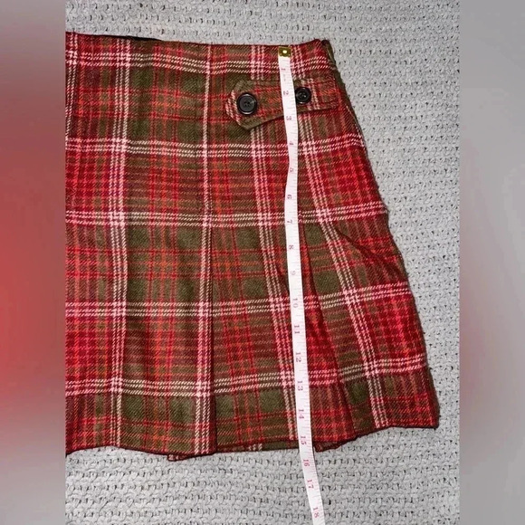 Gap Plaid Wool Micro Mini Pleated Red Brown Academia School Girl Skirt Y2K SZ 1 - Picture 7 of 9